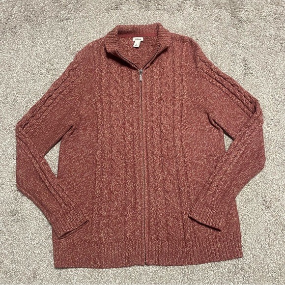 Women’s LL Bean Zip Up Knit Sweater Size L - Picture 1 of 3
